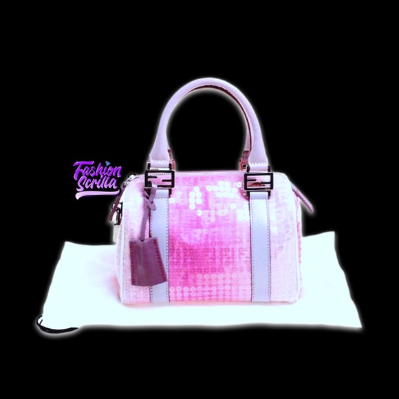 Vintage Fendi Pink Zucchino Sequins mini forever Bag Limited Edition - Picture 13 of 15